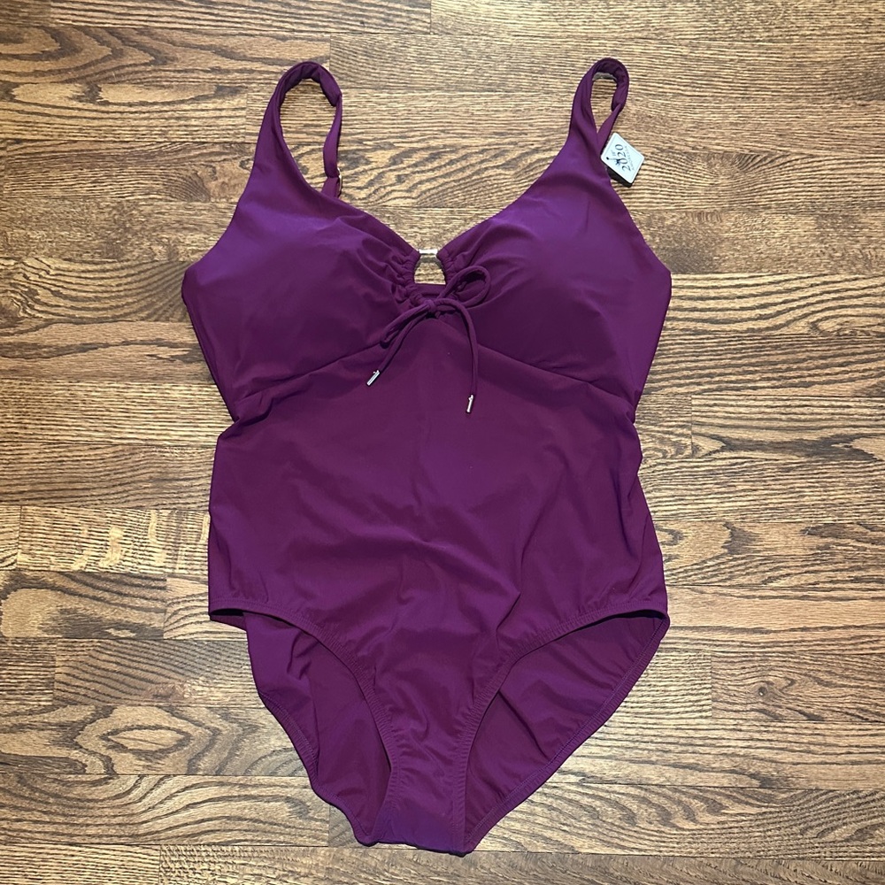 NWT Amoressa Swimwear Marsala (Berry Bright Plum) One-Piece Swimsuit Sz 14